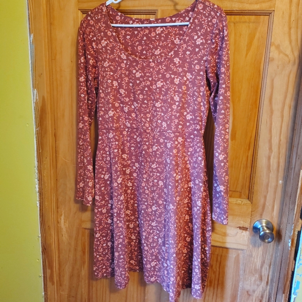 Pact Pink Floral Scoop Neck Dress